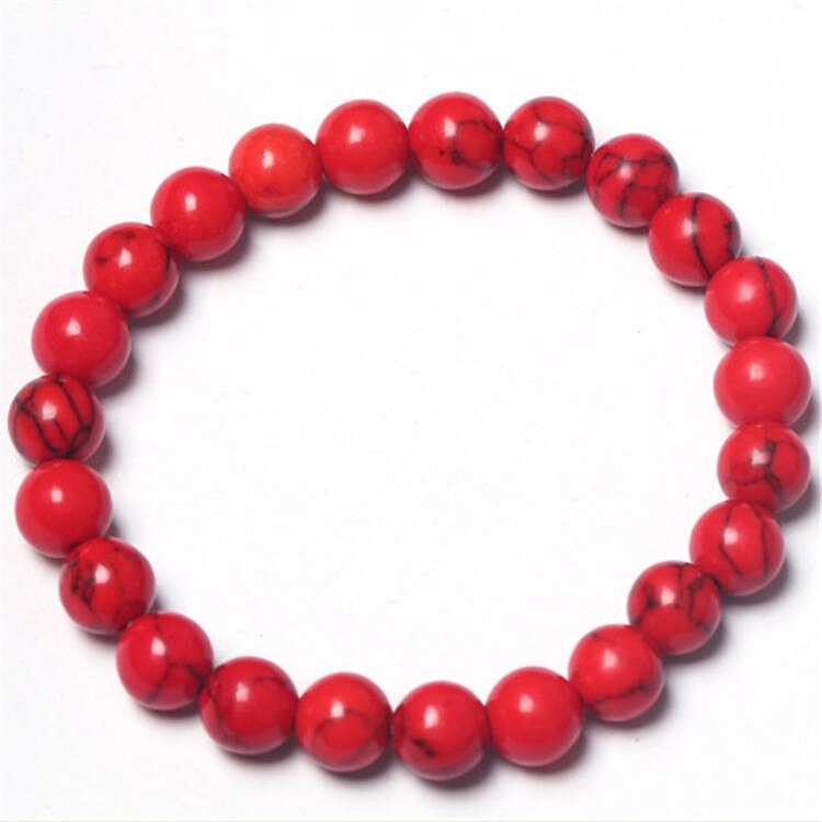 BEAUCHA Red Color Elastic Cord Bracelets Gem Natural Stone Stretch Women Bracelet Pulserase Jewelry Charm Expandable 6-8-10-12mm