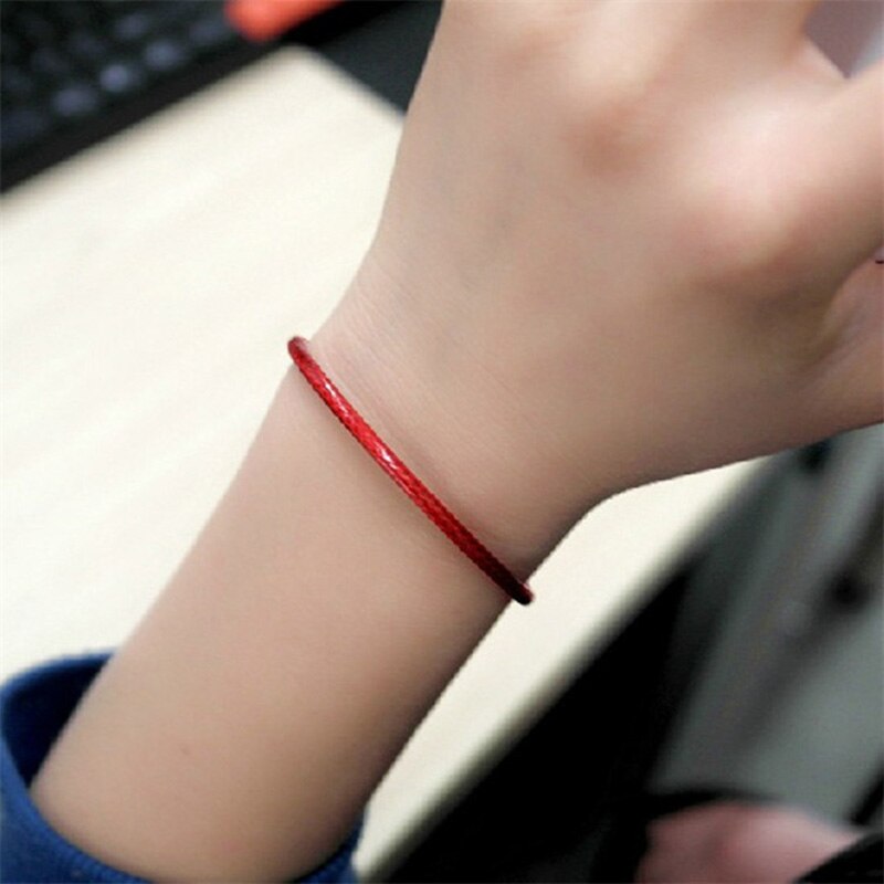 Pulsera clásica de cuero de cuerda de , pulsera de hilo rojo, pulsera de cordel rojo para mujeres, hombres, pulseras de langosta SL501