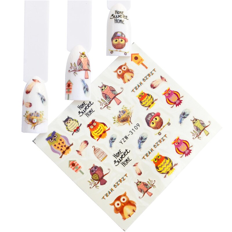 WUF 12 pièces autocollant pour ongles fleur filigrane curseur définit coloré vernis décalcomanies enveloppes pour manucure Nail Art accessoire: YZW-3102