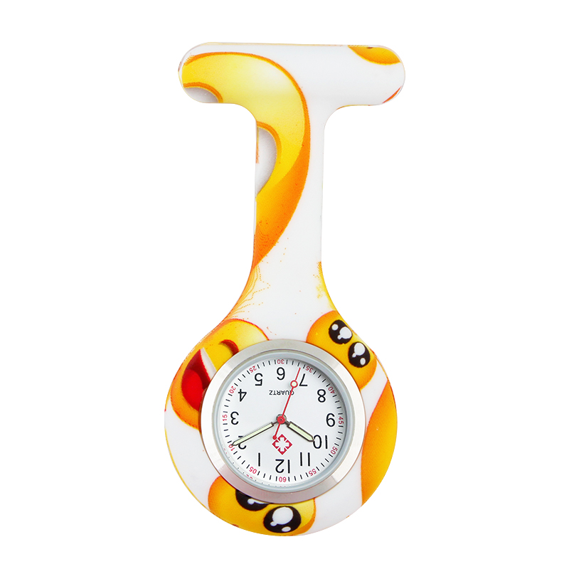 Farbe silikon uhr nurse fob taschenuhr krankenhaus pflege uhren quarz brosche krankenhaus uhr ALK VISION: 27emoj
