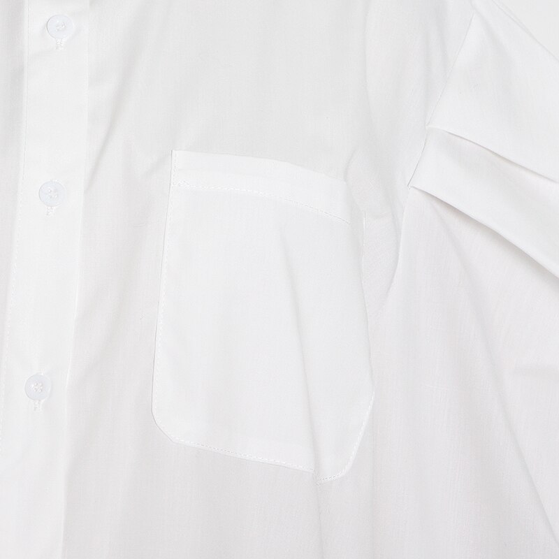 TWOTWINSTYLE-Camiseta holgada blanca para mujer, blusa holgada minimalista de manga ancha con solapa, blusa informal de buena para mujer, Ropa nueva de de otoño