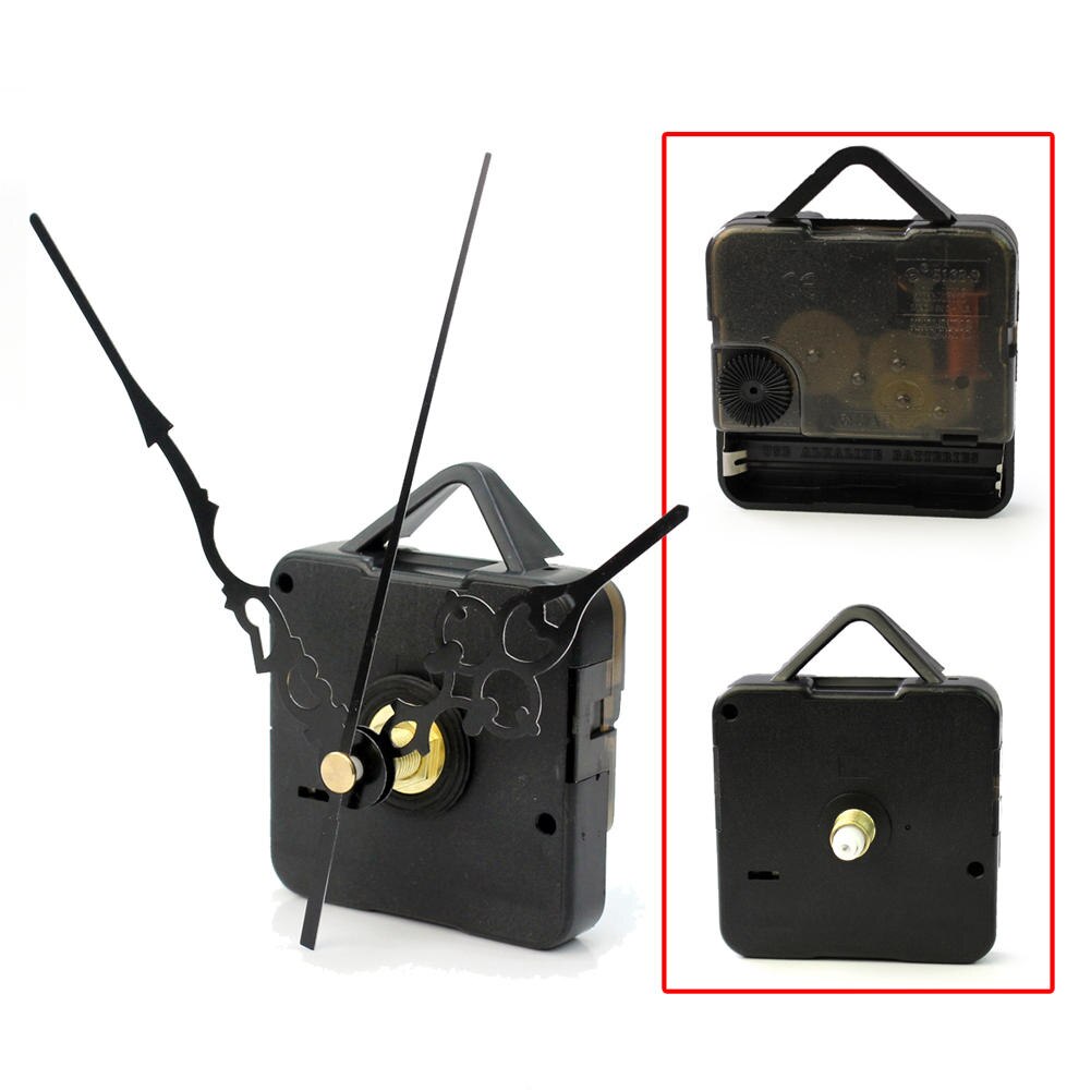 Reloj de pared de cuarzo negro colgante clásico, piezas de mecanismo de movimiento, reparación, herramientas esenciales de repuesto