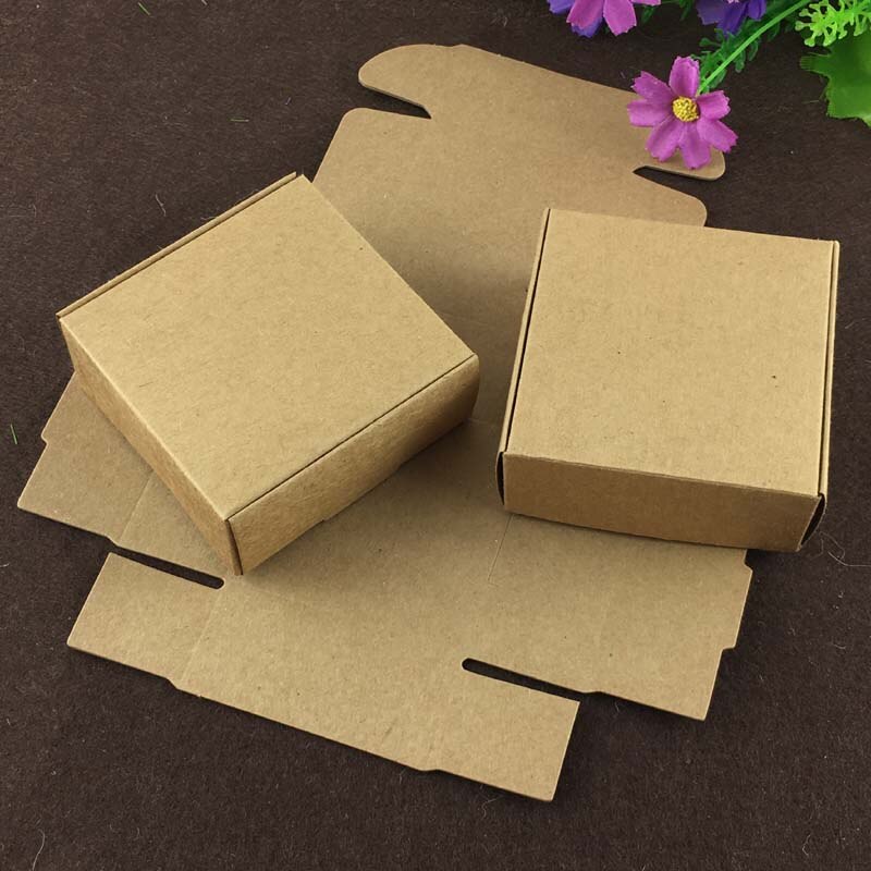 100PCS 6.5*6.5*3cm Kraft Box Paper Packing Box Blank boxes Paper Craft Power Blank Packaging Cardboard Boxes