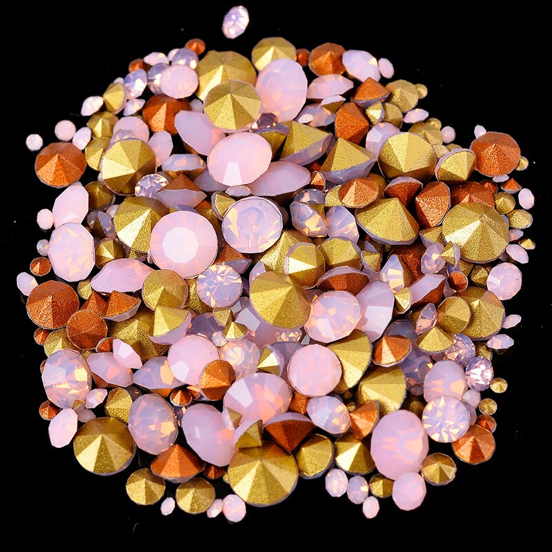 SS2-SS22 Mix Grootte 6Gram 200-400Pcs Alle Kleuren Kegel Point Rhinestone Voor 3D Nail Art Diy Sieraden applique Accessoires Decoratie: pink opal