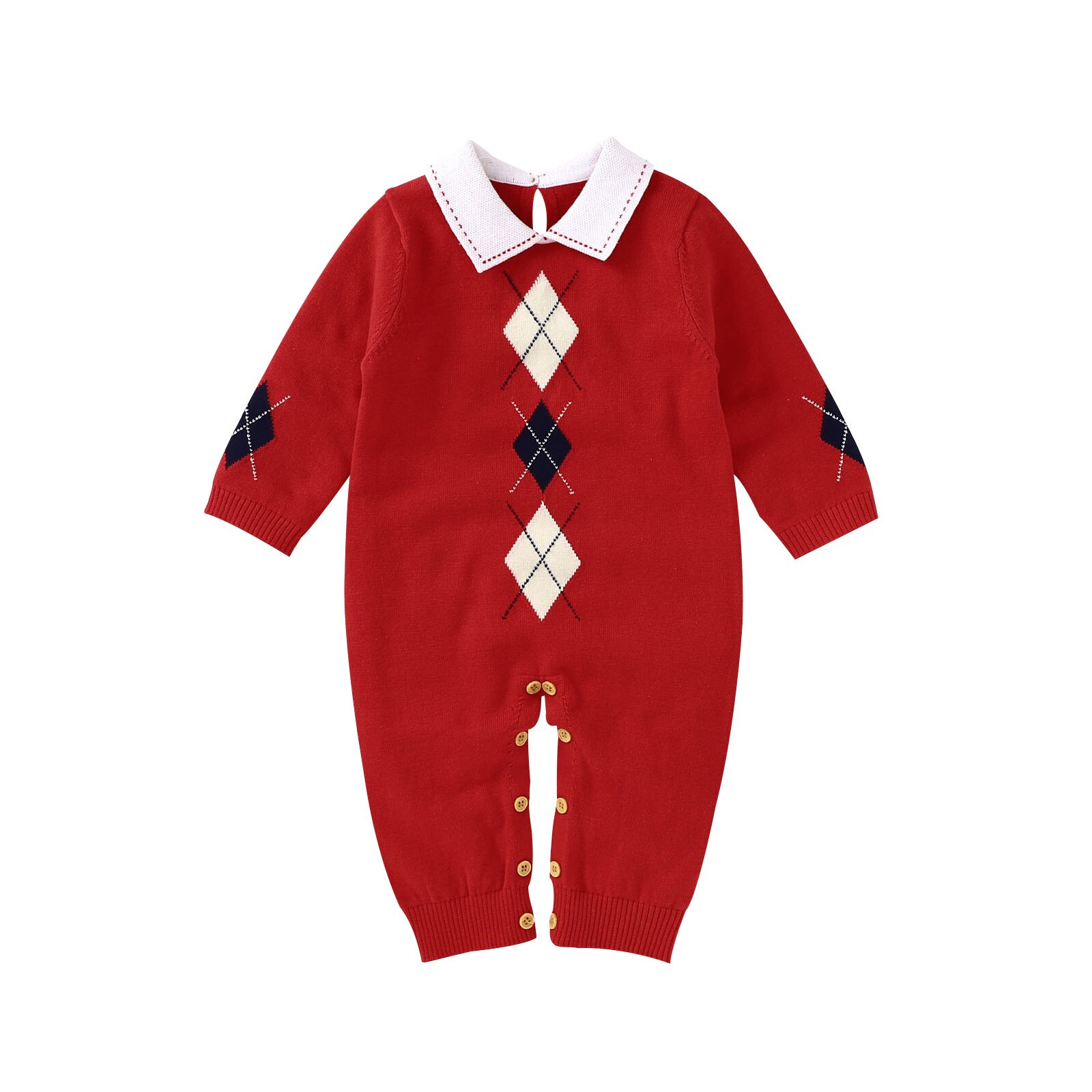 Baby Rompers Long Sleeve Newborn Infant Unisex Jumpsuits Outfits Autumn Winter Cotton Knitted Toddler Boy Girl Overall One Piece: 82W679-2v / 18M