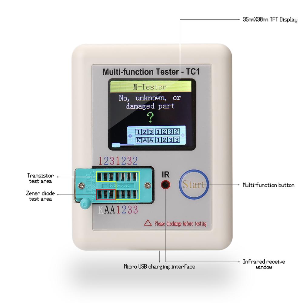 Transistor Tester NPN PNP Transistor FET Diode Resistance Inductance Capacitance SCR Battery Automatic Measurement Detector