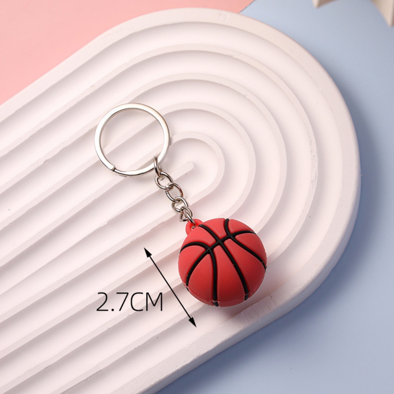 Simulation Football basket-ball volley-ball Tennis Rugby porte-clés PVC Mini porte-clés sac à dos pendentif voiture accessoires: Rouge