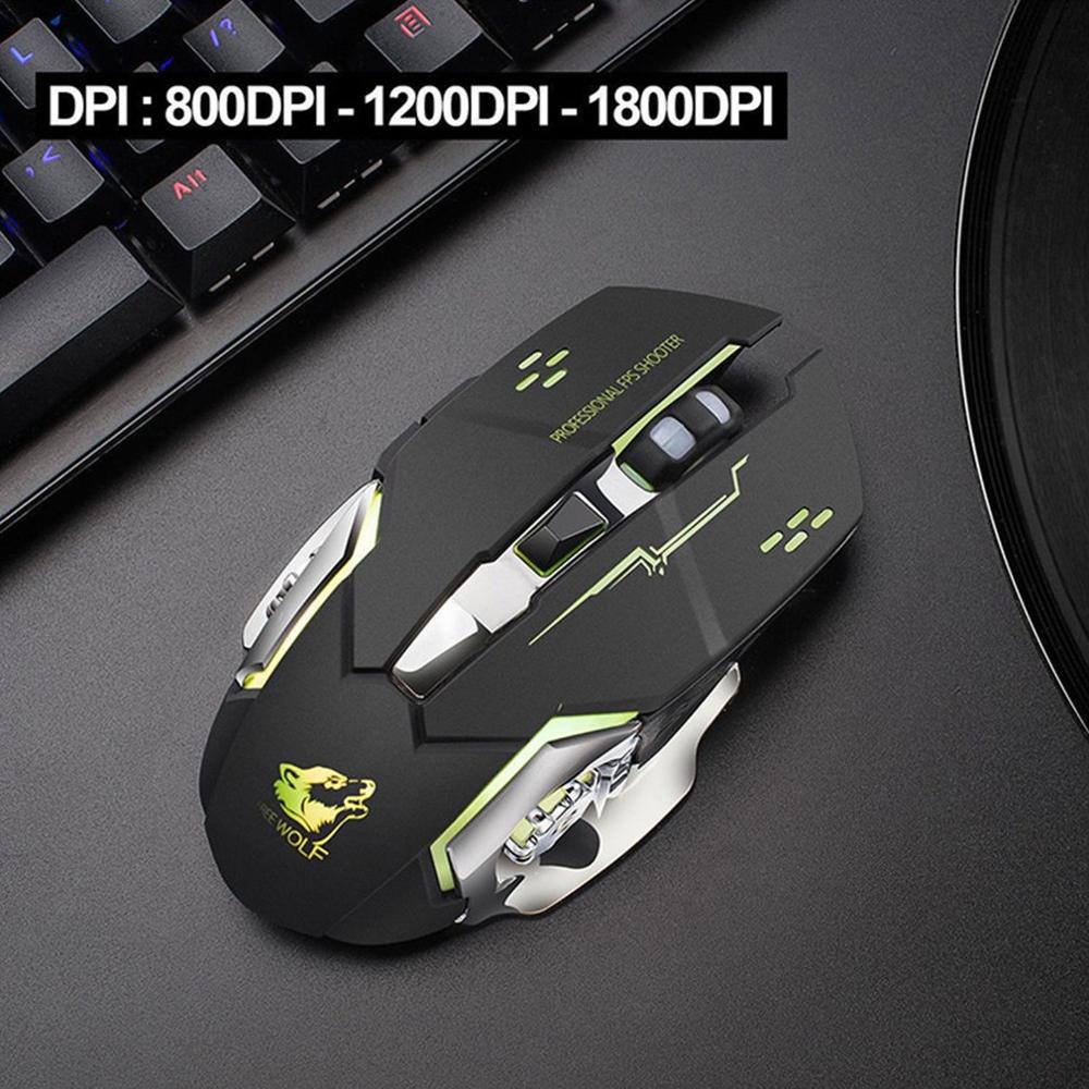 X8 Super Quiet Wireless Gaming Mouse 2400DPI Rechargeable Computer Mouse Optical Gaming Gamer Mouse for PC Black: Default Title