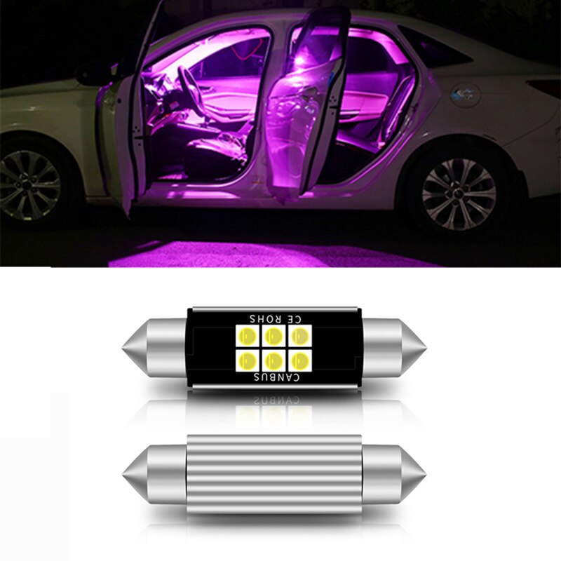 Ampoule LED 3030 SMD C5W C10W pour voiture, éclairage intérieur de voiture, lampe de lecture, dôme, Canbus 12V, 1 pièce, 31mm, 36mm, 39mm, 41mm: pink / 39mm