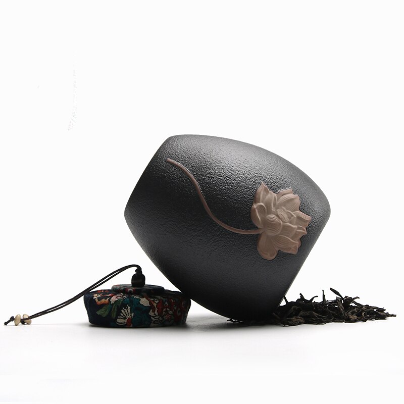 Luwu keramiske tebeholdere relief lotus tebeholdere til opbevaring af te eller mad