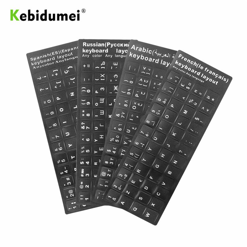 Kebidumei Waterdicht Toetsenbord Stickers Spaans/Engels/Russisch/Frans Keyboard Covers voor Notebook Computer Desktop Toetsenbord