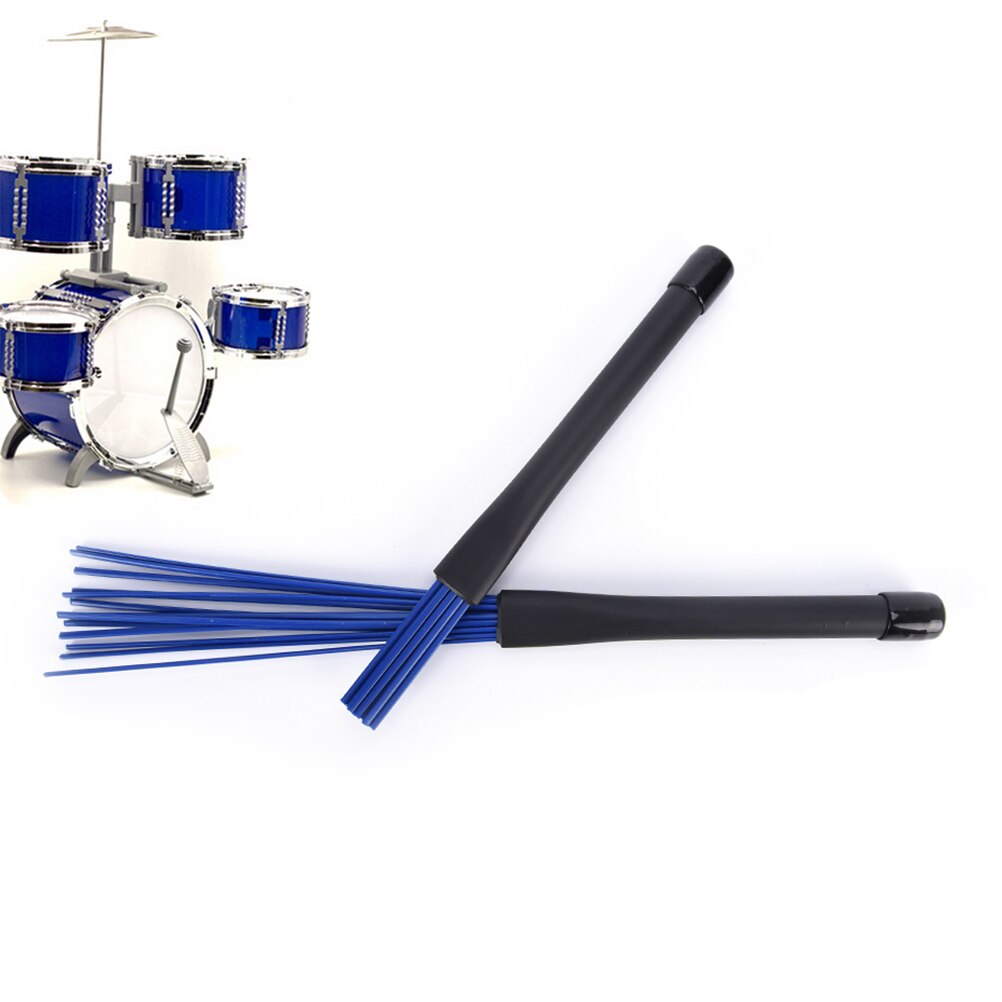 1Pc Zwart/Blauw Jazz Drum Borstels Intrekbare Drumstokken 32Cm