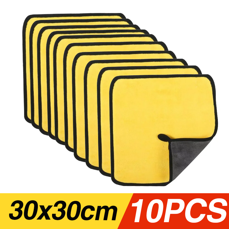 Toallas de lavado de microfibra para coche, paño de secado de absorción de agua, suave y grueso, doble capa, 30/40/60cm: Oro