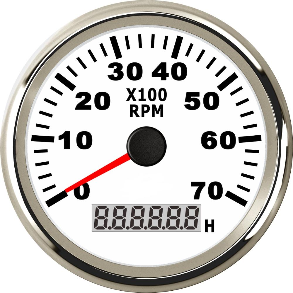 Waterproof 85mm 7000RPM Tachometer RPM REV Counter RPM With Hour Meter 12V 24V With Backlight