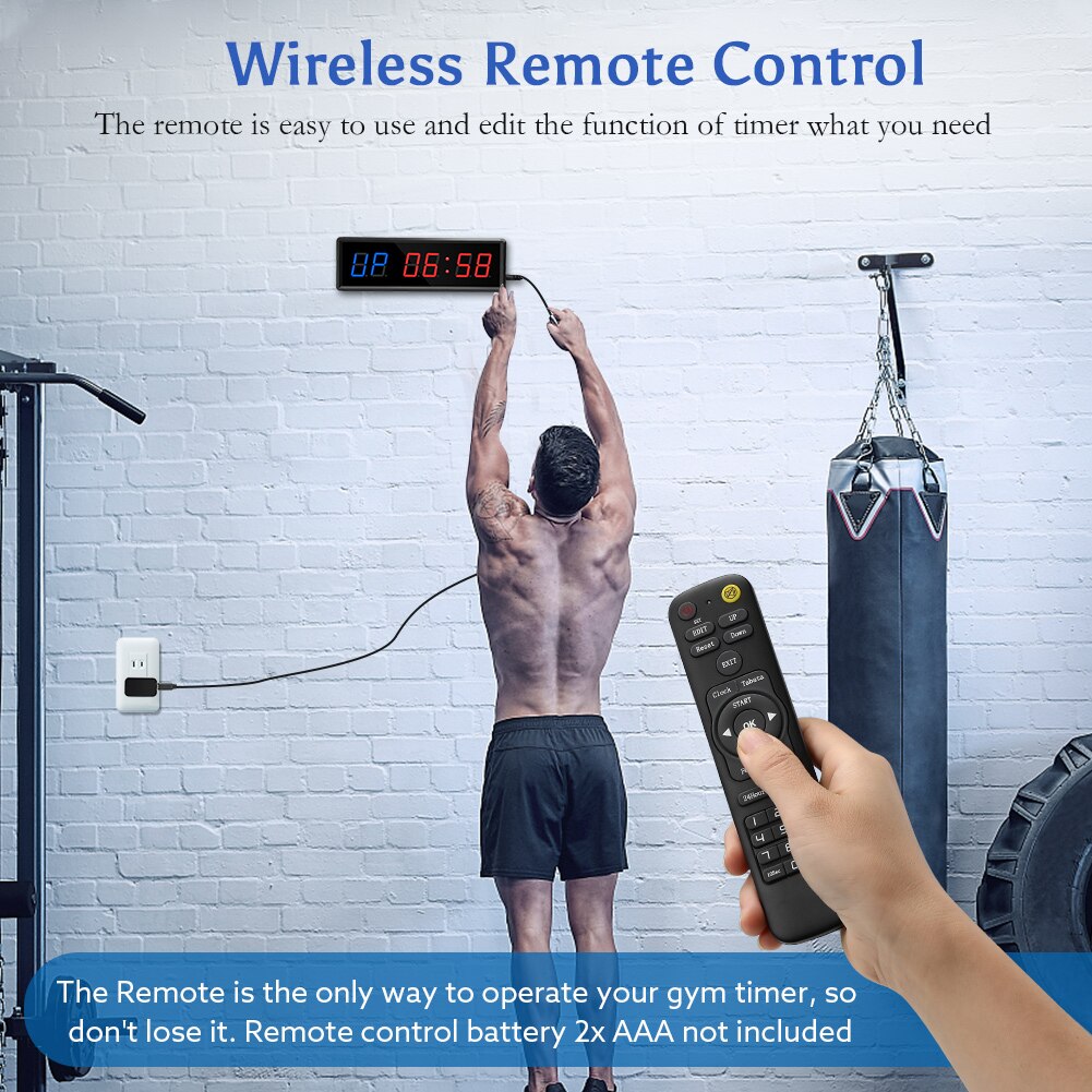 Intervalle Minuterie Compte À Rebours/Réveil Chronomètre avec Télécommande 1.5 "À 6 Chiffres LED Sport Chronomètre pour La Gymnastique À La Maison Fitness