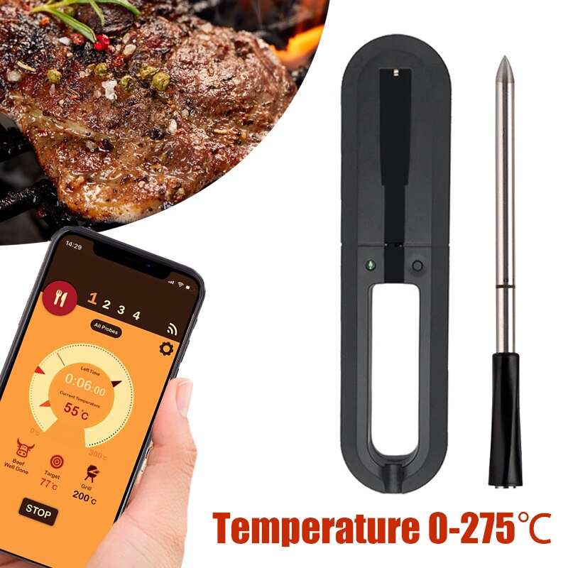 Thermomètre de cuisson sans Contact, Bluetooth, étanche, sans fil, pour Barbecue, sonde numérique,