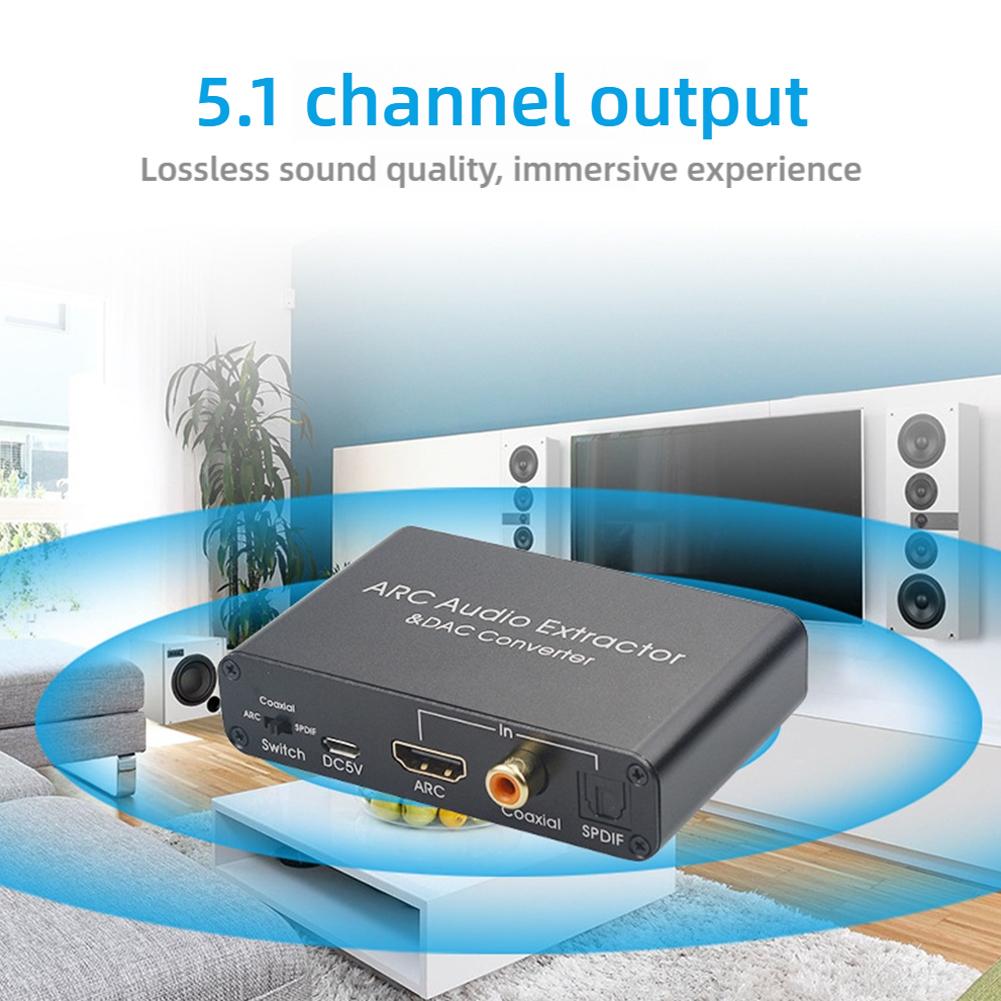 Hdmi arc audio-extractor dac-converteradapter digitaal optisch spdif coaxiaal naar analoog 3.5mm l/r stereo dac hdmi-audioconverter