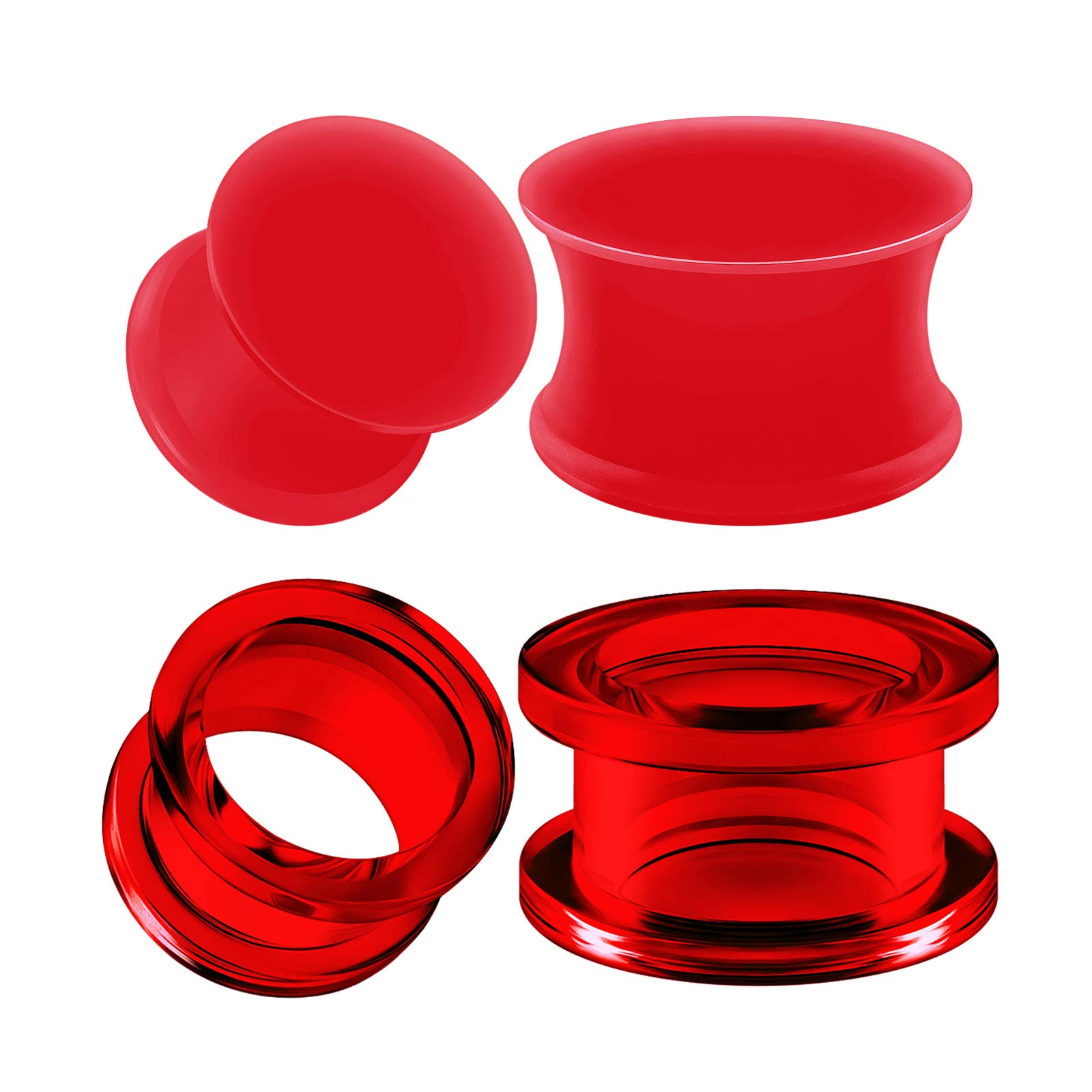 1 Paar rot Silikon doppelt ausgestellte Sattel durchbohren Schmuck Trage Ohr stöpsel Ohrring lappen Acryl Außen fleisch Tunnel 3-20mm