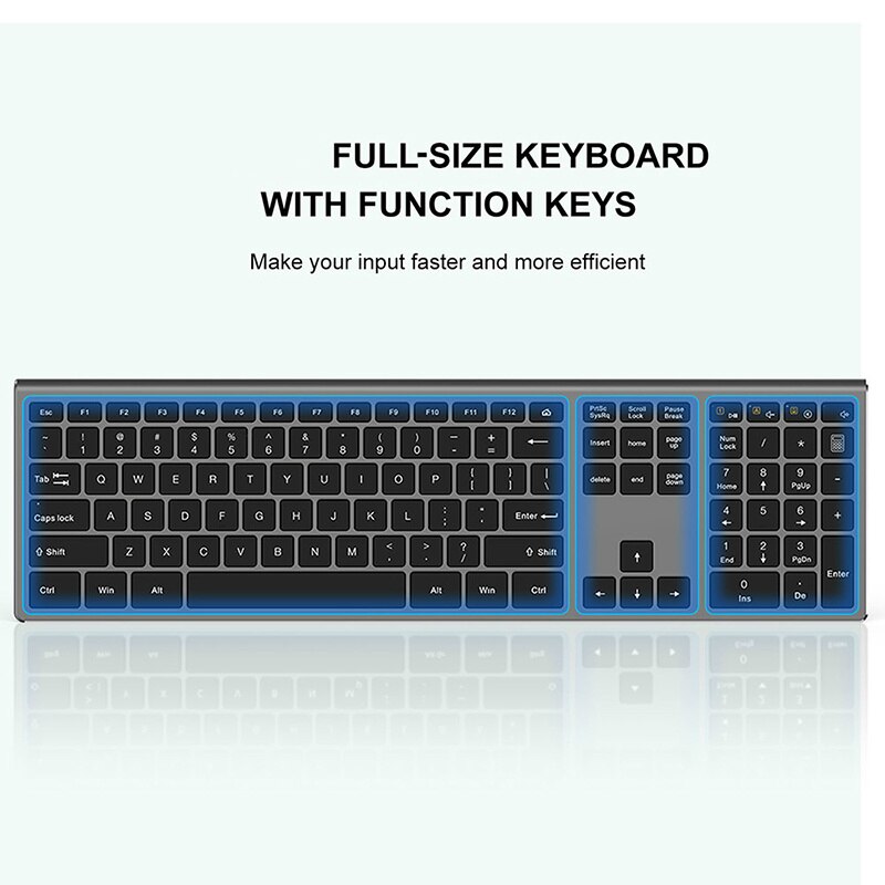 SeenDa Rechargeable 2.4G Wireless Keyboard Ultra Slim Full Size Keyboard with Numeric Keypad for Desktop/PC/Laptop/Windows