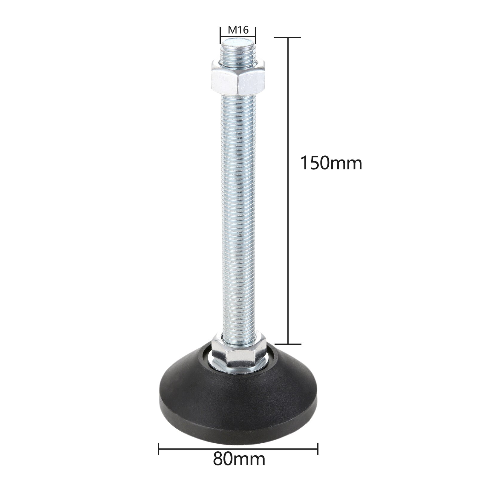 1/2pcs Adjustable Furniture Foot w/Thread Nylon Metal Glide Leveling Feet M8 M10 M12 M14 M16 Guard Pad Machine Equipment Support: 80XM16X150(DXMXH)1pc