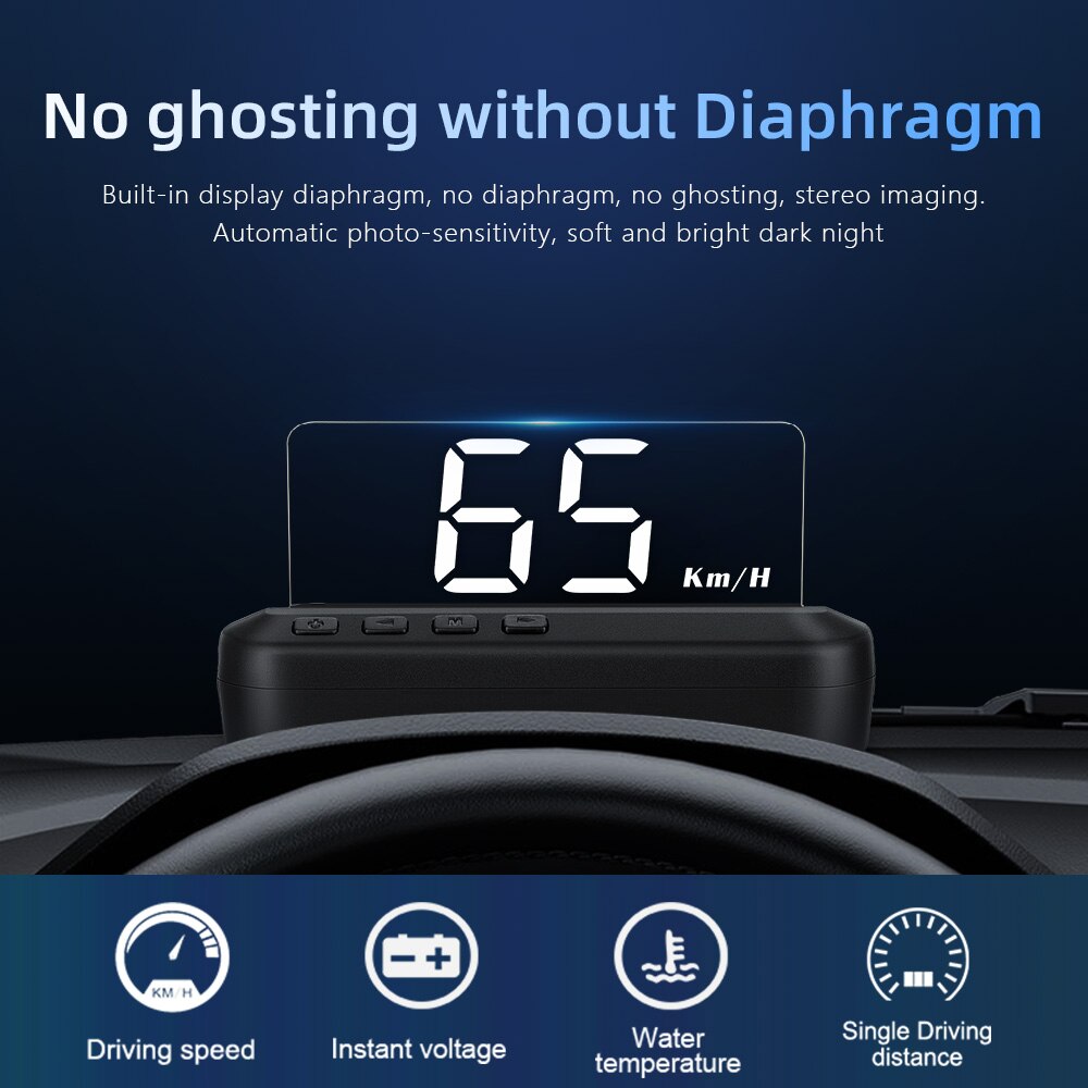 C100 OBD2 HUD Mirror Car Universal LED Head Up Display Digital Speedometer Warning Security Alarm Dashboard Projector 3 Inch