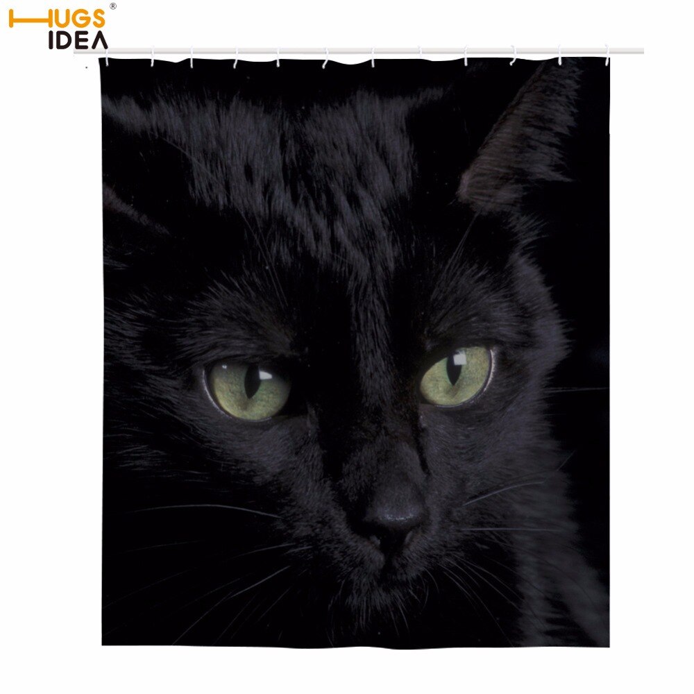 HUGSIDEA Zwarte Kat Gedrukt Douchegordijn Waterdicht Polyester Badkamer Douche Gordijnen Stof Bad Verduisteringsgordijn Home Decor