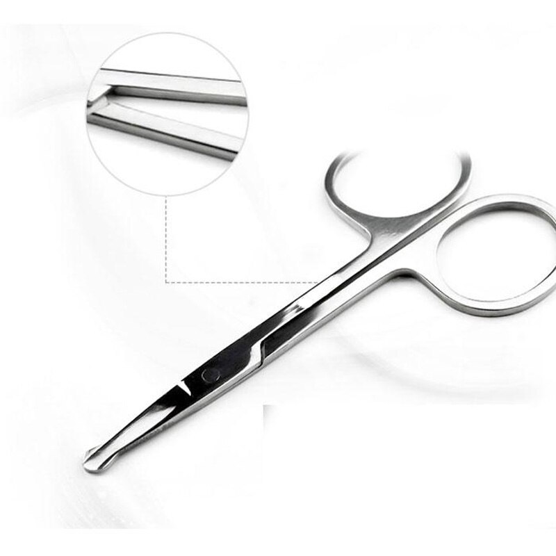 Makeup Scissors Ladies Eyebrows Small Scissors Stainless Steel Round Head Cut Nose Hair Scissors Male Shaved Nose Hair Trimmer