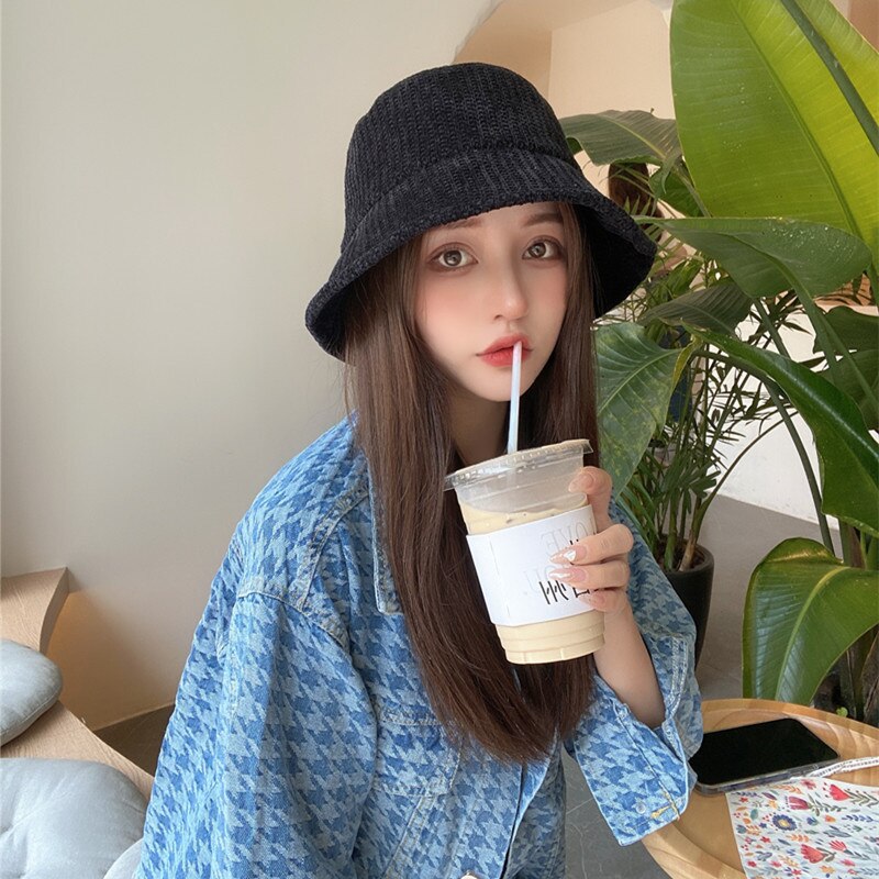Sombreros de cubo de estilo japonés para mujer, sombrero de cubo informal Vintage, visera coreana, accesorios de ropa de calle