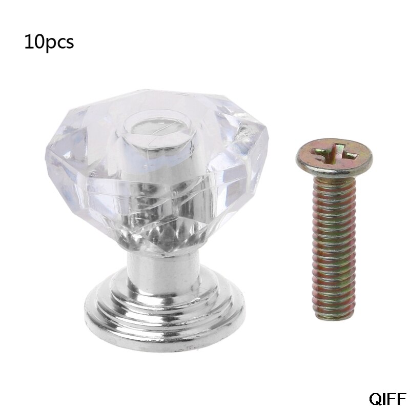 10pc diamantformede krystalglasskabsknopskuffe trækhåndtag til smykkeskrin 29. juli: 7 tt 1100980- sek