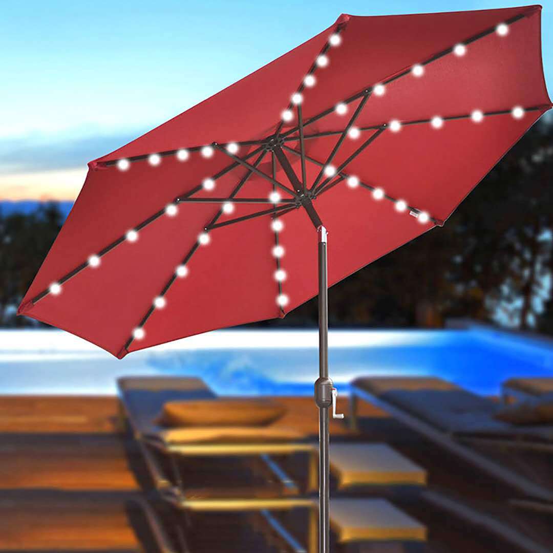 Terrasse paraply lys 104 led telt camping lys varm whtie lampe parasol paraply led lantern strand have paraply lys