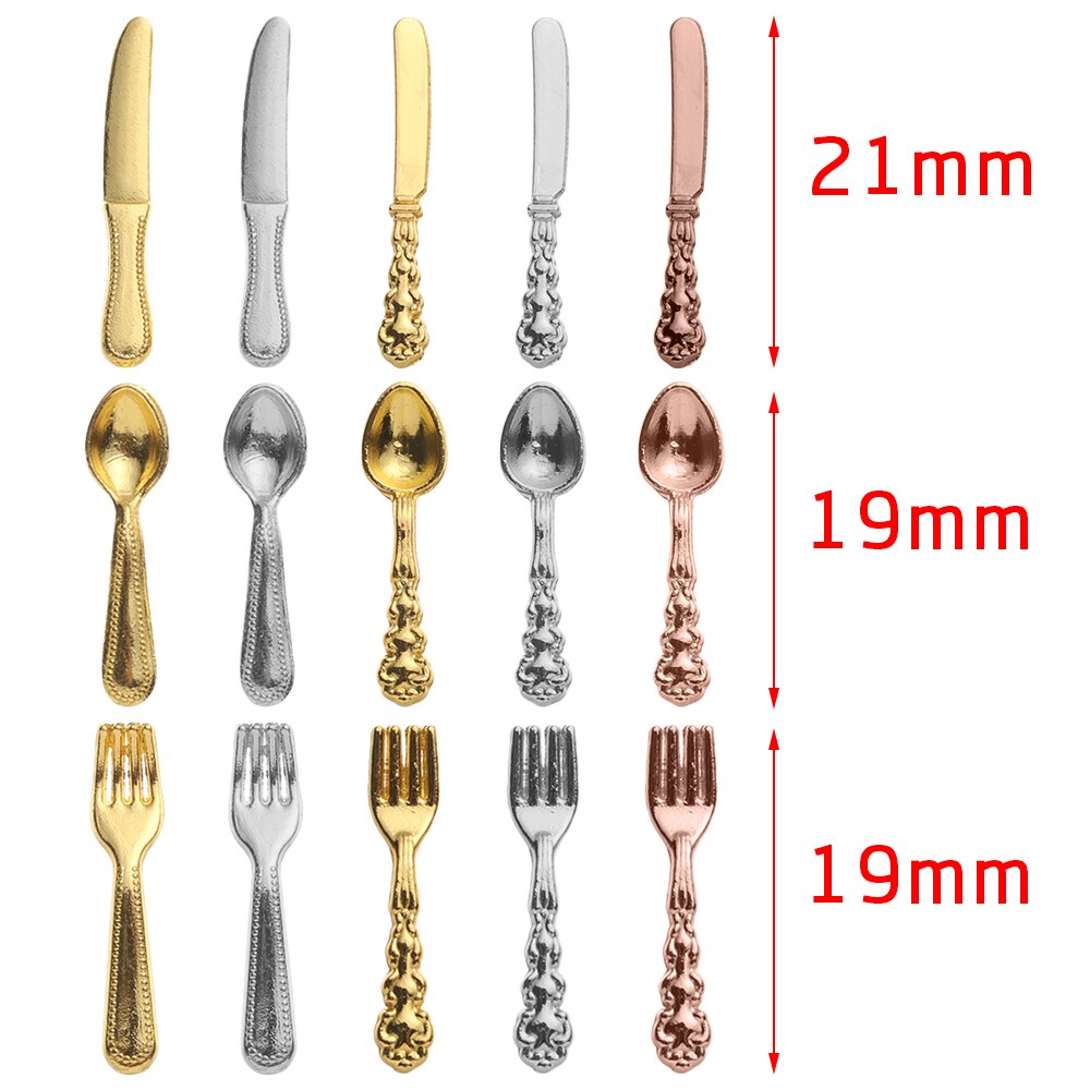 12Pcs Simulation Mini Cutlery Set Dollhouse Furniture 1:12 Scale Fork Knife Spoon Miniature Tableware Doll Accessories