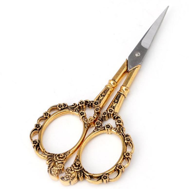 Tijeras florales Vintage europeas de acero inoxidable, papelería para costura, suministros de corte, tijeras de costura, herramientas de bricolaje, C26, 1 ud.: Gold