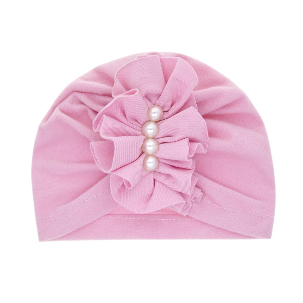 Chapeau imprimé pour bébé fille, 1 pièce, bonnet pour -né, accessoires de photographie en perle, printemps automne: Rose