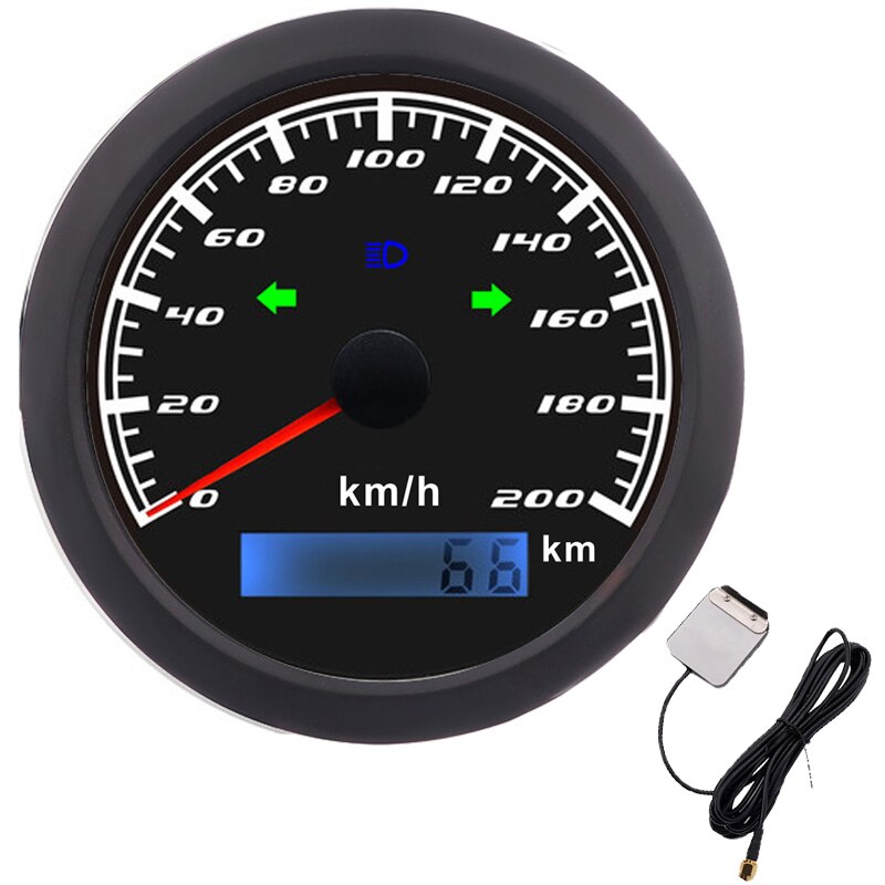 Gps Snelheidsmeter 120 Km/h Met Rode Backlight Grootlicht Links Rechts Draaien Licht 200 Km/h Snelheid Gauge Voor Auto Boot auto 12V/24V: 200kmh-GPS-BN