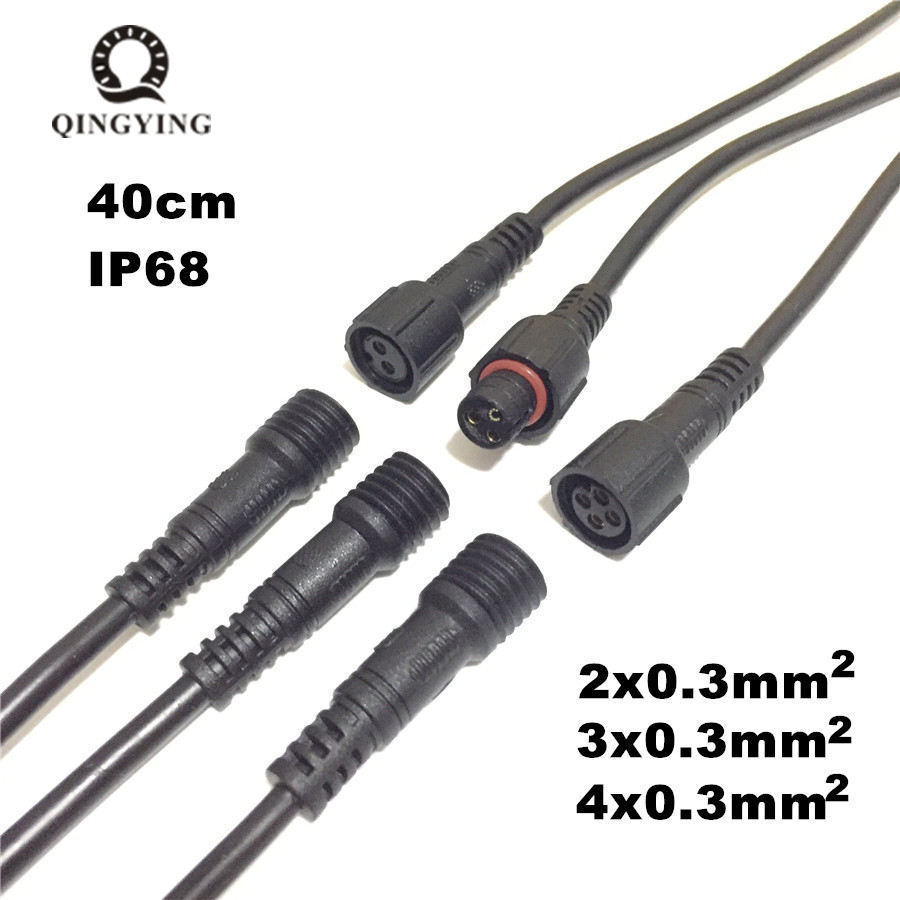 10 pairs Zwarte Waterdichte Connector Kabel, 2/3/4 Core 2/3/4 Pin, mannelijke en Vrouwelijke Plug IP68 LED Connector 0.3 (mm2) Voor Verlichting
