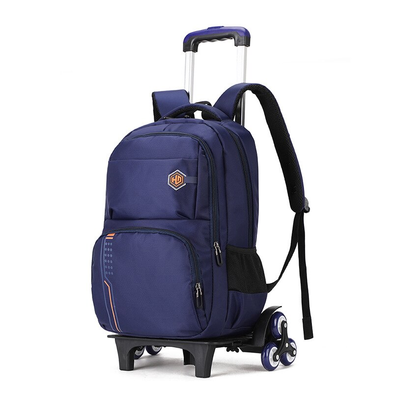 Sacs à dos d'école pour enfants, 2/6/ grandes roues, sac à dos à roulettes amovible, sacs d'école à roulettes, grande capacité, cartable bleu foncé: 6 roues bleu foncé