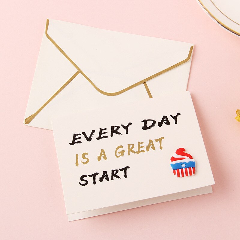 Set (1 Card + 1 Envelope）Wishes Greeting Birthday Post Card Thanks Envelopes Cards: Light Grey