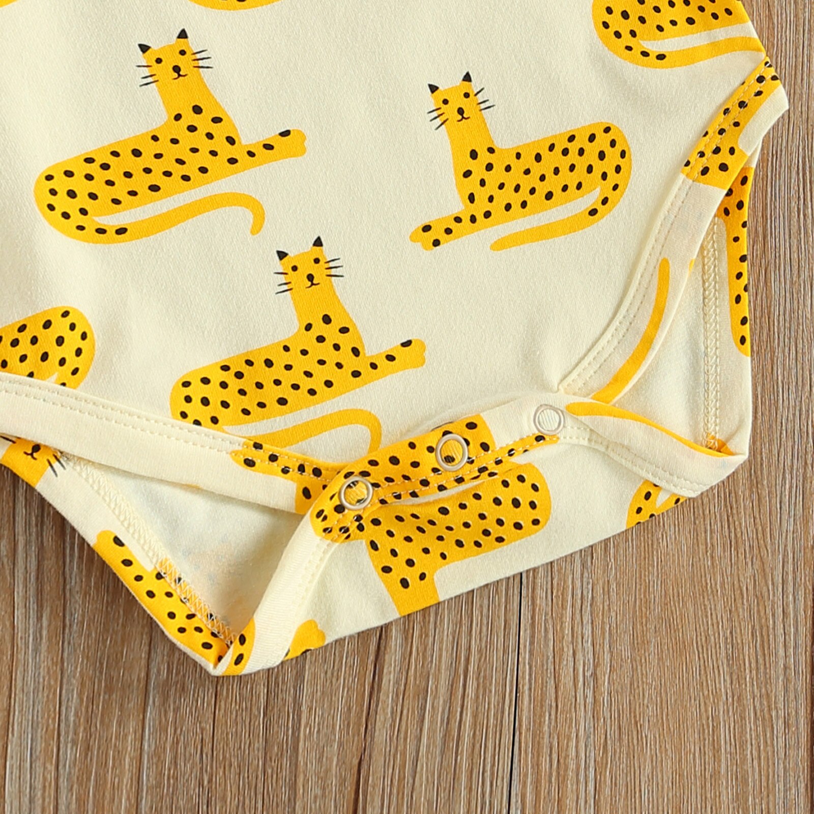 Pelele infantil para bebés y niños, mono de manga corta con estampado de leopardo de dibujos animados lindo traje de una pieza para fotografía para de cumpleaños