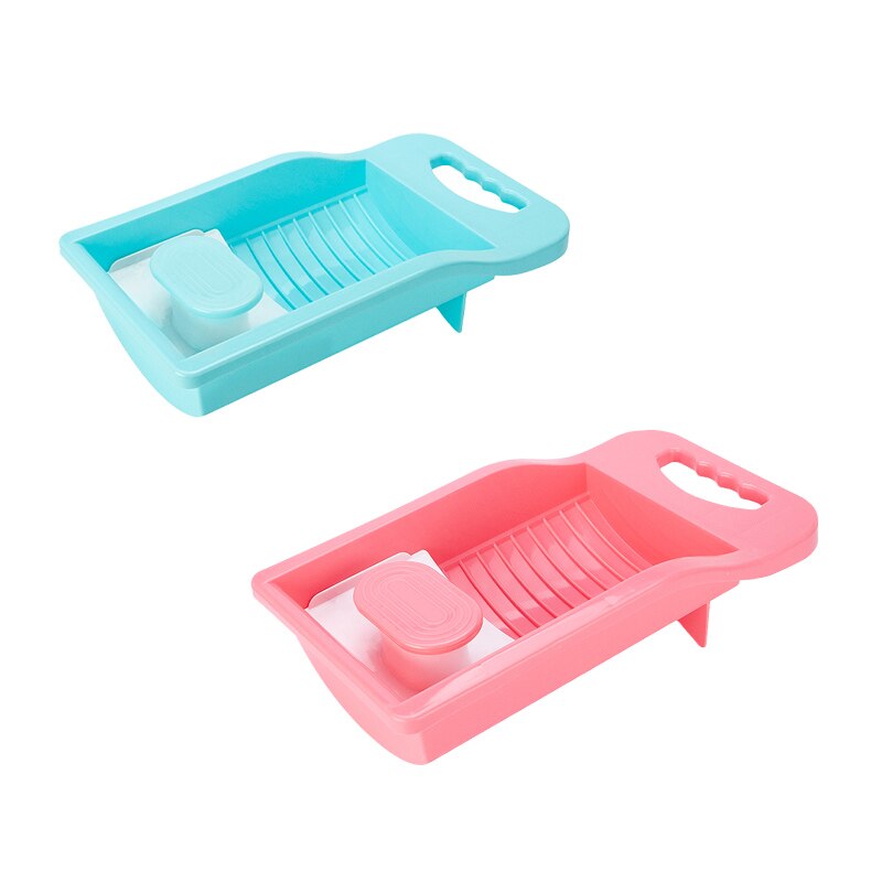 PP Portable Washing Machine Washboard Mini Manual Clothes Washing Board Mini Bathroom Lavar Ropa A Mano Cleaning Tool BJ50CY: pink and  blue