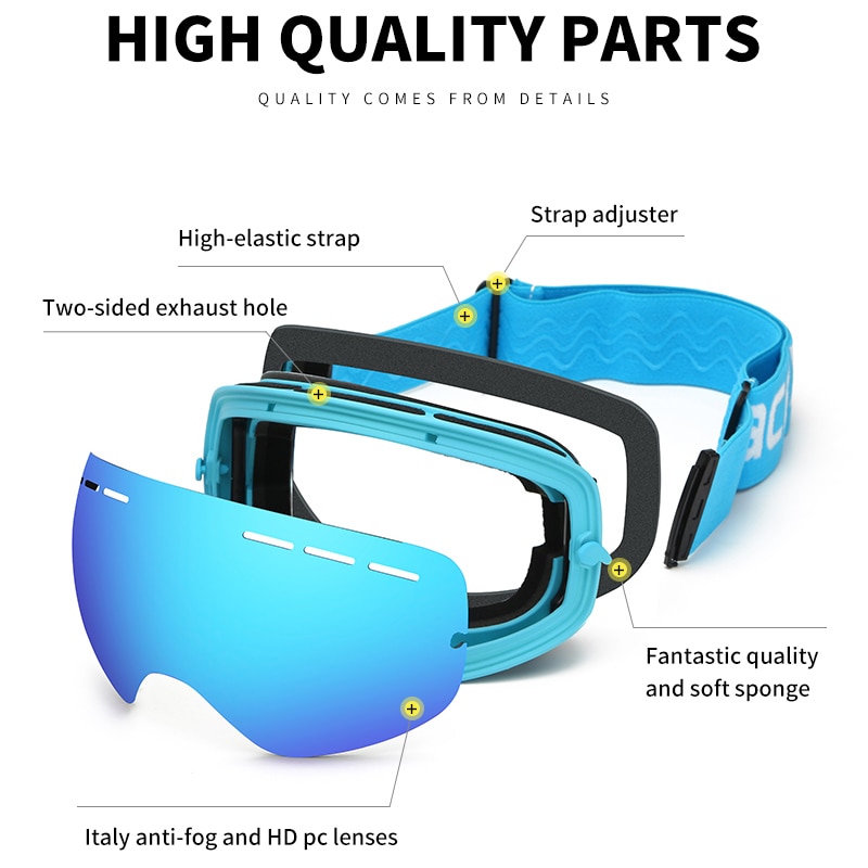 ACEXPNM Skibril Mannen Vrouwen Snowboard Bril Bril voor Skiën UV400 Bescherming Sneeuw Ski Bril Anti-fog Ski masker
