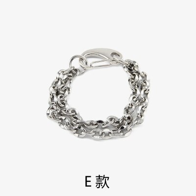 HUANZHI Silber Farbe Punk Armreif Klassische Hip Hop Harajuku Dicke Kette Dünne Doppel Anhänger Link Runde Armband Für Männer Schmuck: E