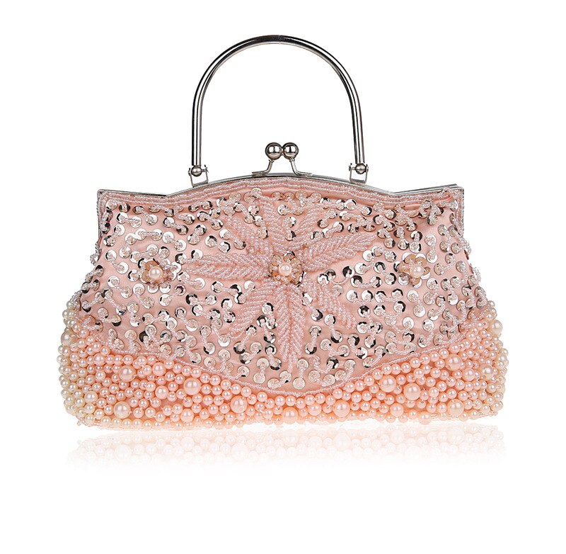 Retro Kralen Sequin Bag Handgemaakte Kralen Ambachtelijke Tas Elegante En Praktische Cheongsam Zak Selling Goed Portemonnees: champagne