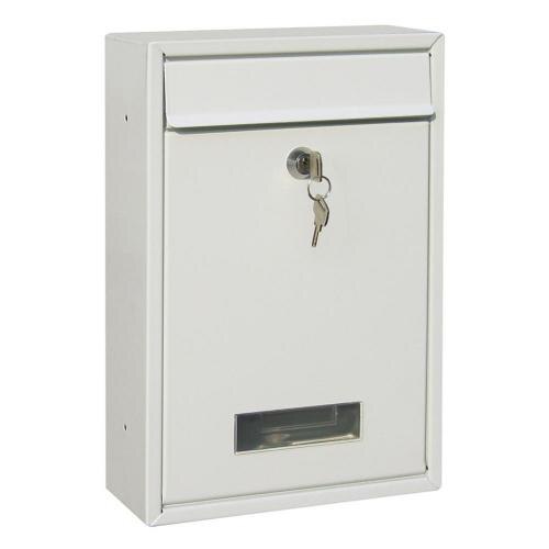 Outdoor Lockable Wall Mounted Hanging Iron Post Letter Box Mailbox with Key: White