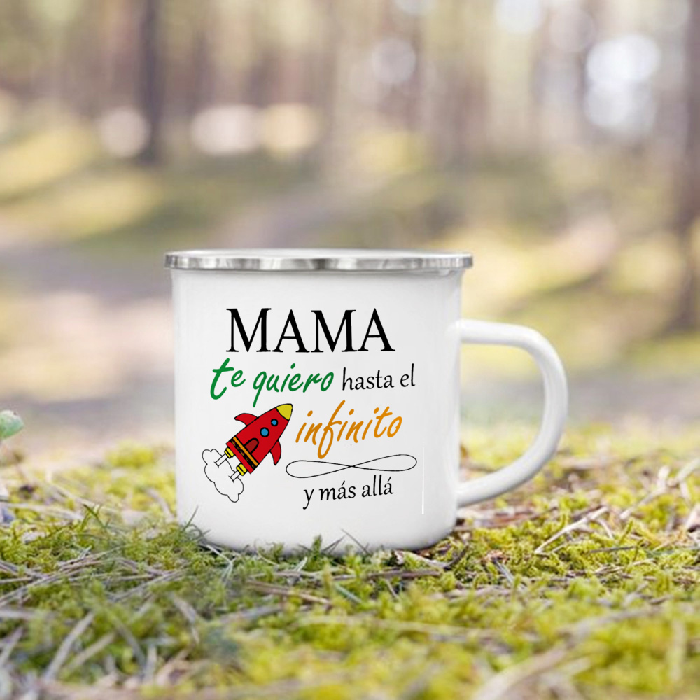 Taza con estampado de la mejor mamá del mundo, tazas de café creativas, bebidas, leche, taza con asa, taza esmaltada para acampar, de cumpleaños para el día de la madre para mamá