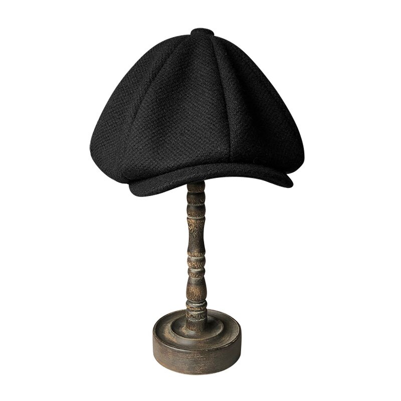 Men detective hat unisex black particles warm octagonal hat unisex autumn and winter newsboy hat retro flat Caps BLM298