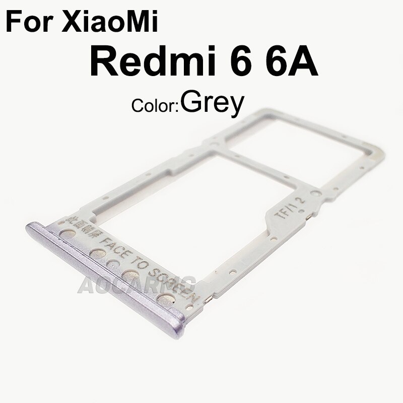 Aocarmo para XiaoMi Redmi 6 6A 6 Pro 6Pro de plástico de Metal Nano bandeja de tarjeta Sim MicroSD recambio de soporte de ranura parte