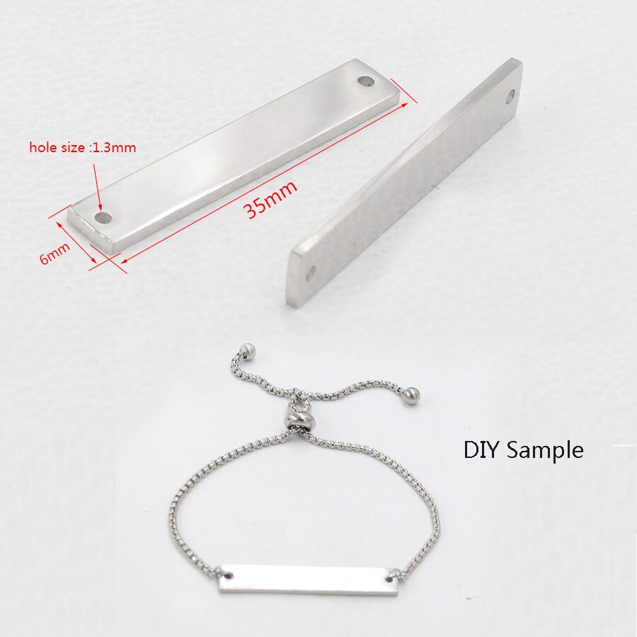 Fnixtar 20 Stks/partij 1.5*6*35Mm Spiegel Polish Rvs Rechthoek Stempelen Blanco Bar Charme Voor Diy sieraden Maken Ketting