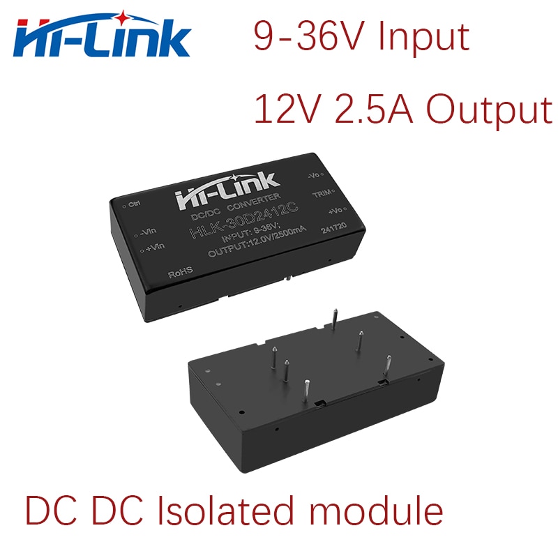 Hi-リンク12v 2.5A出力dc dc電源9-36v入力HLK-30D2412C 91% 効率絶縁型dc dc電源モジュール