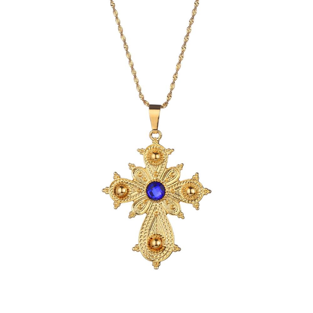 Ethiopian Big Cross Pendant Necklaces for Women Eritrea Jewelry Africa Ethnic Pendant