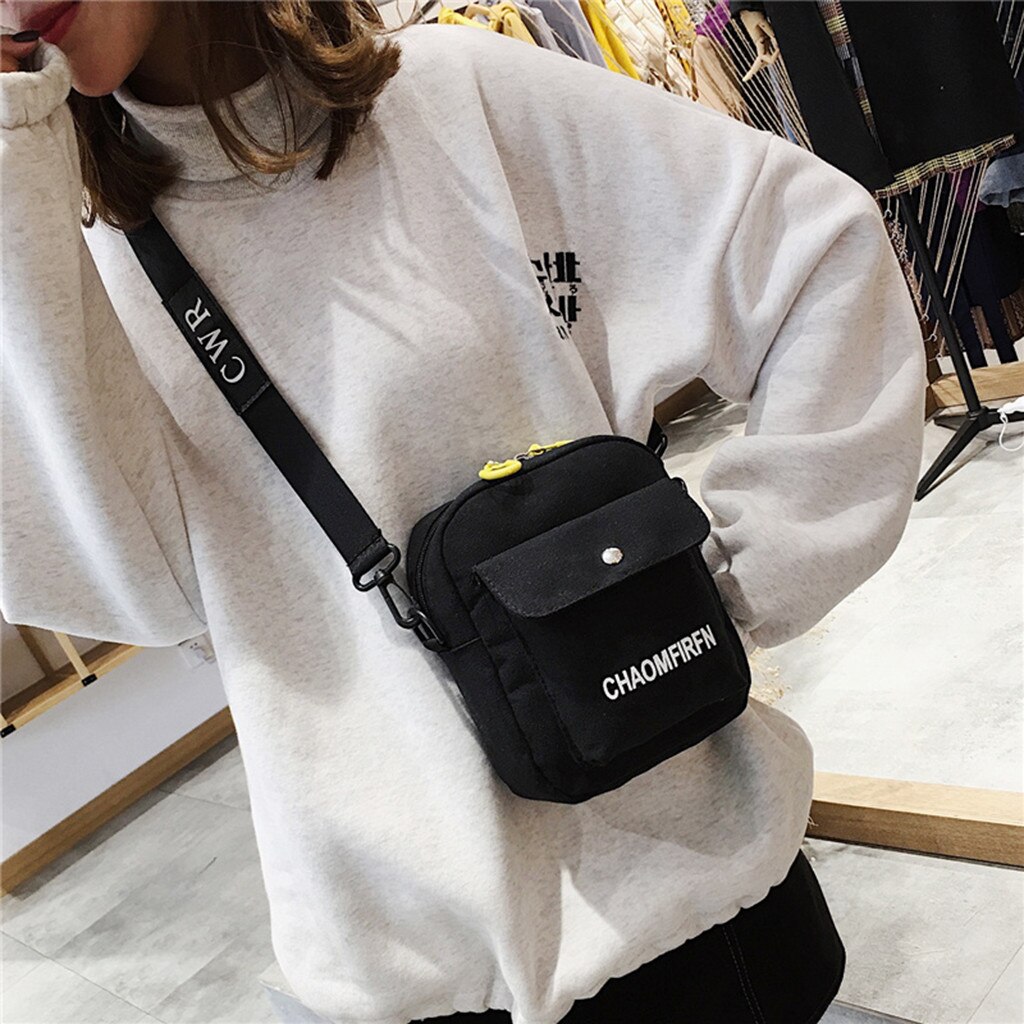 Women Shoulder Bag Chest Bags Pure Color Casual Tote Girls Outdoor Canvas Handbag Zipper Messenger Bag sac main femme